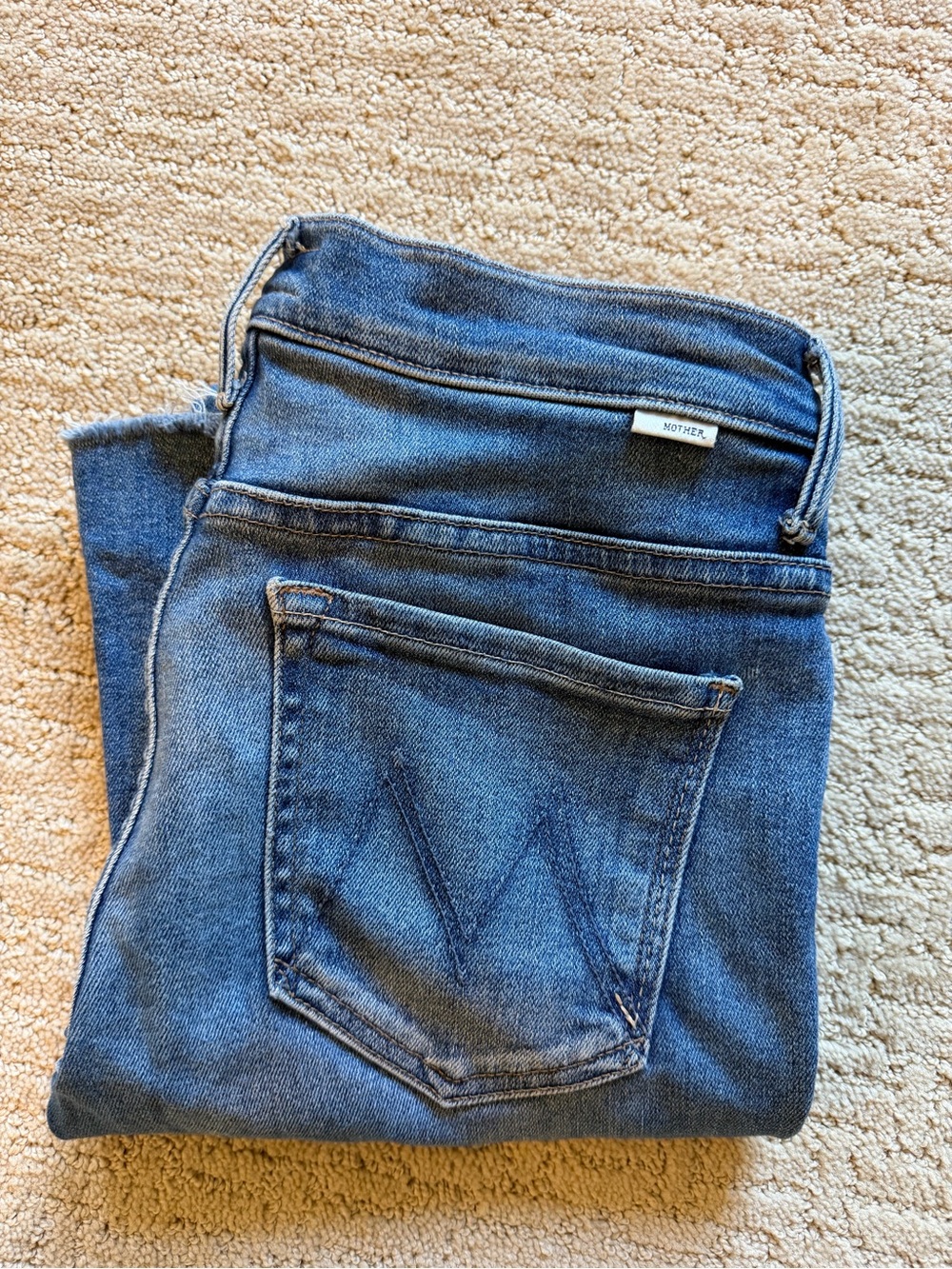 MOTHER Skinny Jeans in Medium Blue Denim